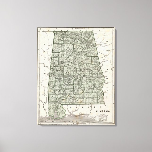 Lienzo Mapa del Atlas de Alabama (Anverso)
