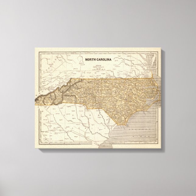 Lienzo Mapa del Atlas de Carolina del Norte (Anverso)