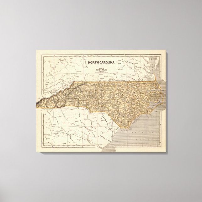 Lienzo Mapa del Atlas de Carolina del Norte (Anverso)