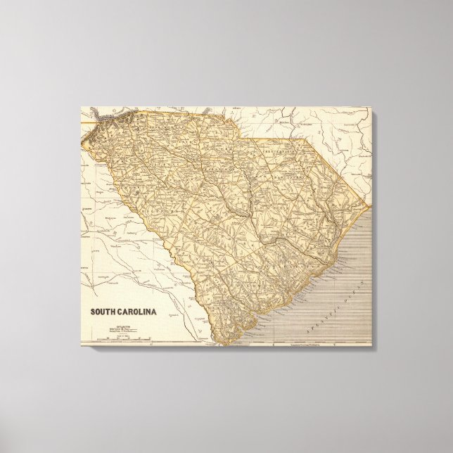 Lienzo Mapa del Atlas de Carolina del Sur (Anverso)