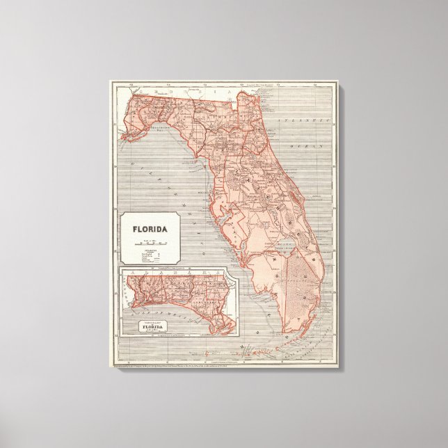 Lienzo Mapa del Atlas de Florida (Anverso)
