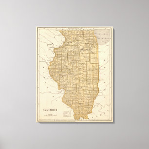 Lienzo Mapa del atlas de Illinois