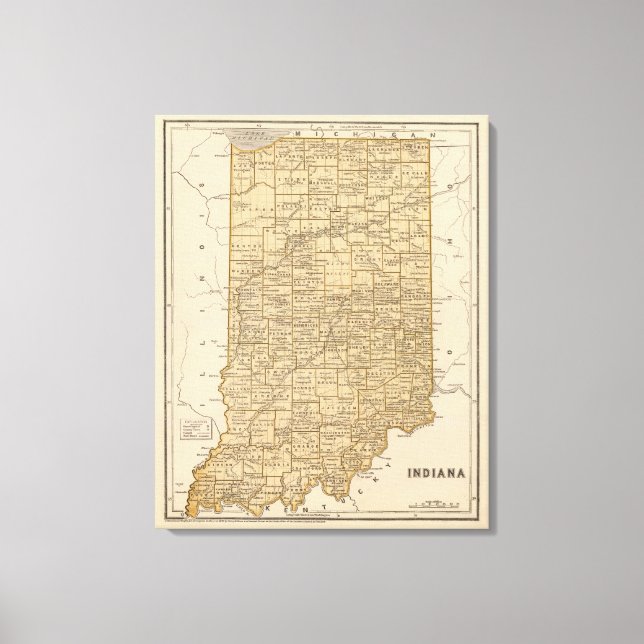 Lienzo Mapa del Atlas de Indiana (Anverso)