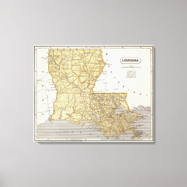 Lienzo Mapa del Atlas de Louisiana (Anverso)