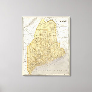 Lienzo Mapa del atlas de Maine