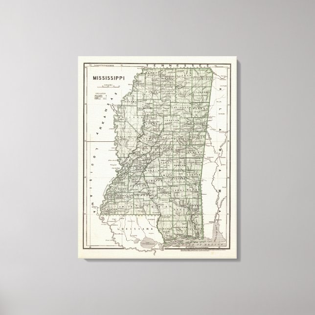 Lienzo Mapa del Atlas de Misisipi (Anverso)