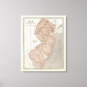 Lienzo Mapa del atlas de New Jersey