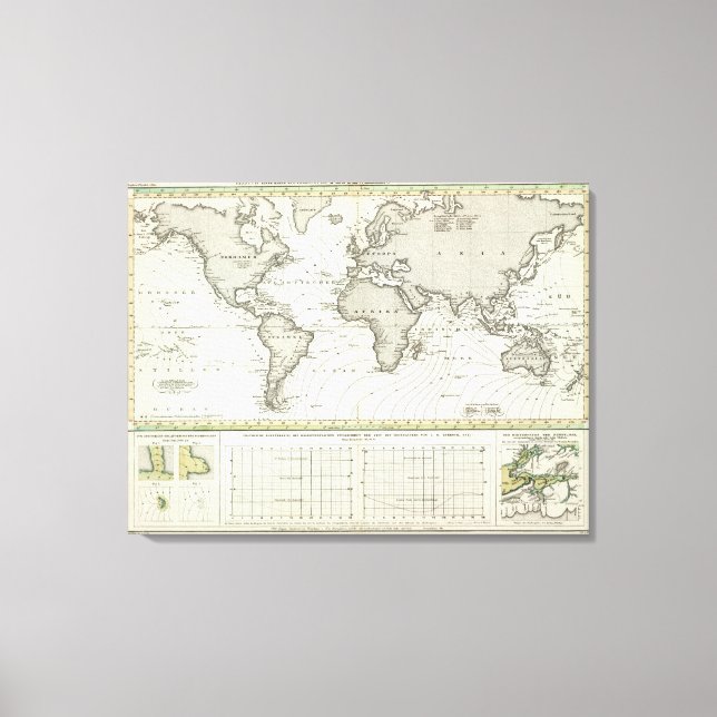 Lienzo Mapa del Atlas de olas de marea (Anverso)