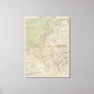 Lienzo Mapa del atlas de Países Bajos y de Bélgica