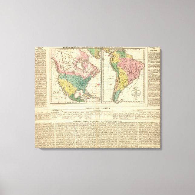 Lienzo Mapa del Atlas del descubrimiento europeo de Améri (Anverso)