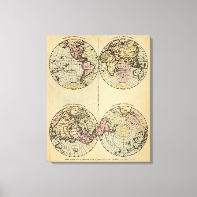 Lienzo Mapa del Atlas Hemisferio-Colorido (Anverso)