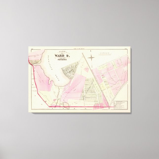 Lienzo Mapa del Atlas Mashapaug Pond y Cranston (Anverso)