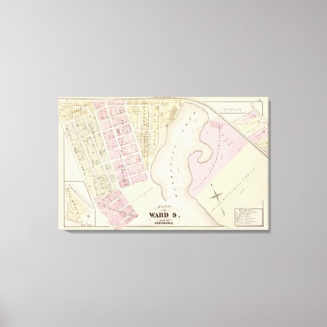 Lienzo Mapa del Atlas Mashapaug Pond y sus alrededores (Anverso)