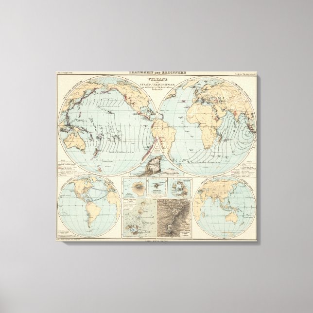 Lienzo Mapa del Atlas Thatigkeit des Erdinnern (Anverso)