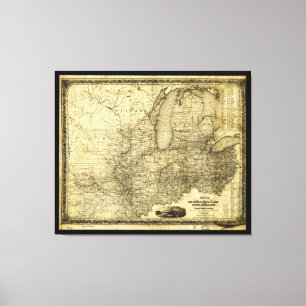 Lienzo Mapa del Cercano oeste Estados Unidos (c 1840)
