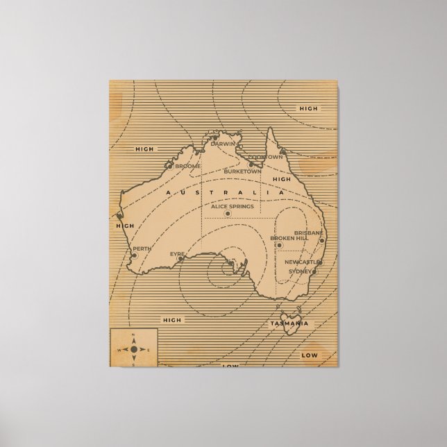 Lienzo Mapa del clima de Australia (Anverso)