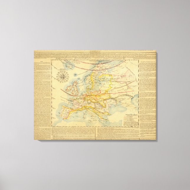 Lienzo Mapa del clima de Europa (Anverso)