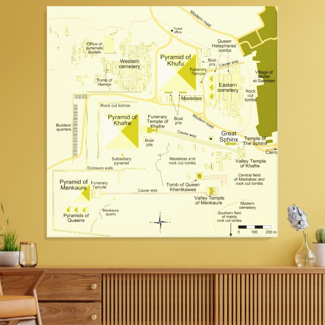 Lienzo Mapa del complejo de la pirámide de Giza Diagrama  (Insitu (Sala de estar))