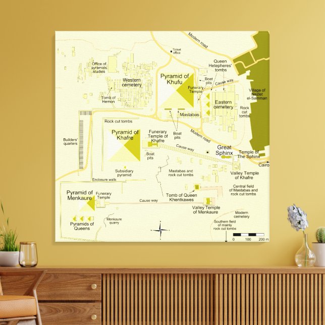 Lienzo Mapa del complejo piramidal de Giza (Insitu (Sala de estar))