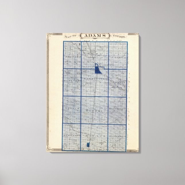 Lienzo Mapa del condado de Adams (Anverso)