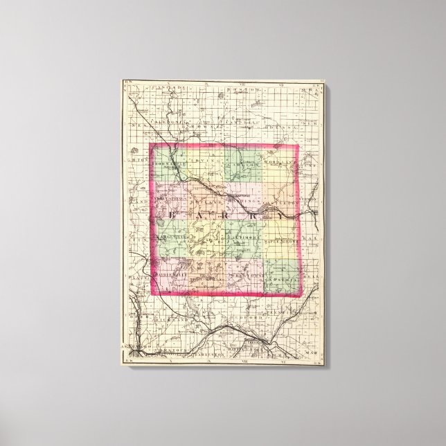 Lienzo Mapa del condado de Barry, Michigan (Anverso)