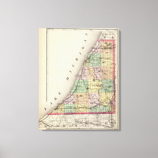 Lienzo Mapa del condado de Berrien, Michigan (Anverso)