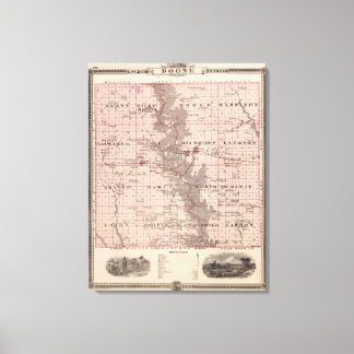 Lienzo Mapa del condado de Boone, estado de Iowa