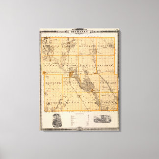 Lienzo Mapa del condado de Buchanan, estado de Iowa