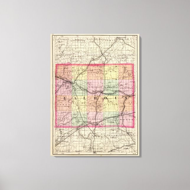 Lienzo Mapa del condado de Calhoun, Michigan (Anverso)