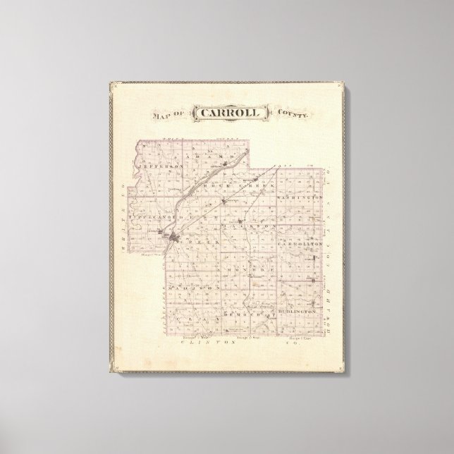 Lienzo Mapa del condado de Carroll (Anverso)