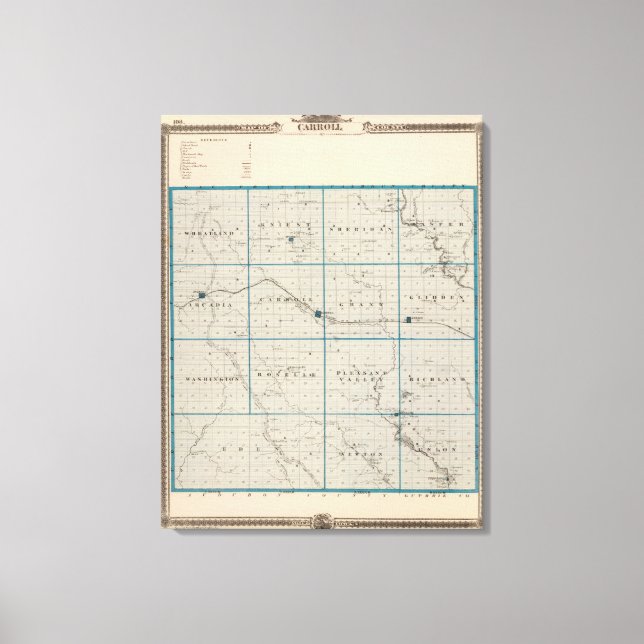 Lienzo Mapa del condado de Carroll, estado de Iowa (Anverso)