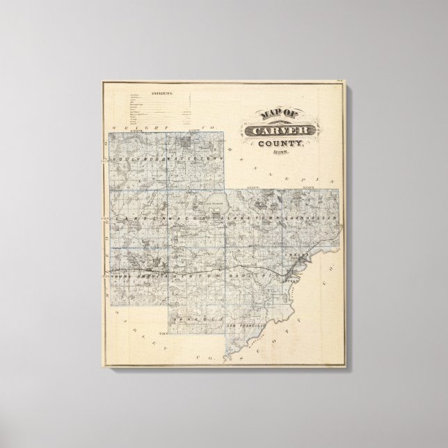 Lienzo Mapa del condado de Carver, Minnesota (Anverso)