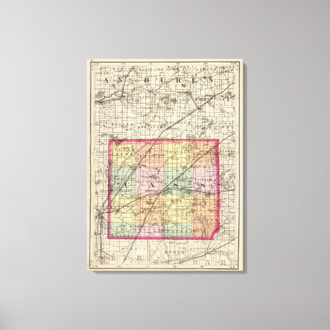 Lienzo Mapa del condado de Cass, Michigan (Anverso)