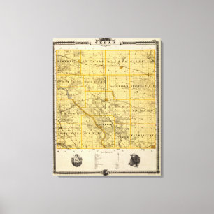 Lienzo Mapa del condado de Cedar, estado de Iowa