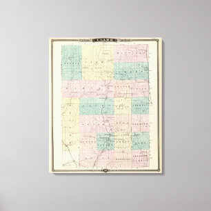 Lienzo Mapa del condado de Clark, estado de Wisconsin