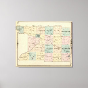 Lienzo Mapa del condado de Columbia, estado de Wisconsin