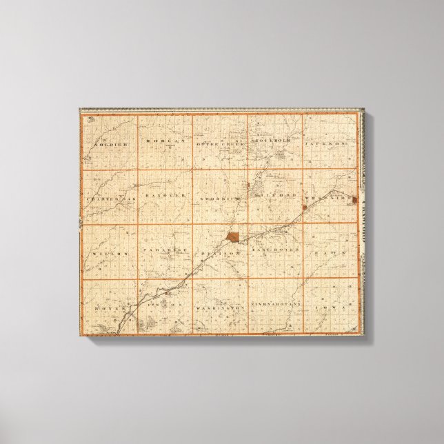 Lienzo Mapa del condado de Crawford, estado de Iowa (Anverso)