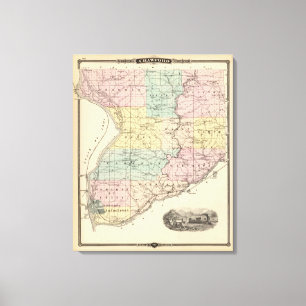 Lienzo Mapa del condado de Crawford, estado de Wisconsin