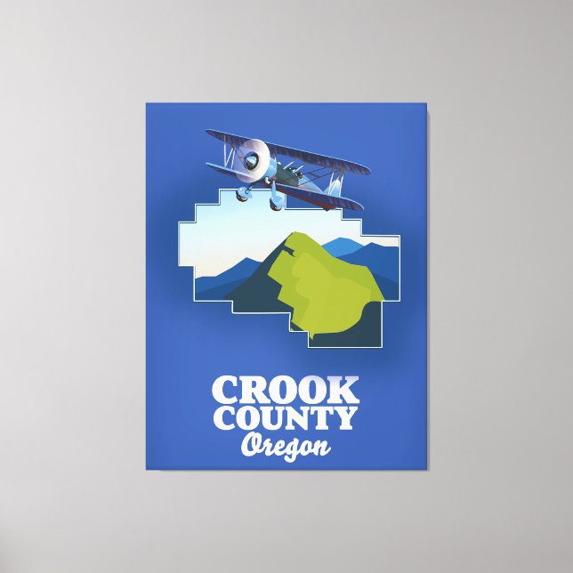Lienzo mapa del condado de Crook Oregon (Anverso)