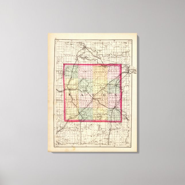 Lienzo Mapa del condado de Eaton, Michigan (Anverso)