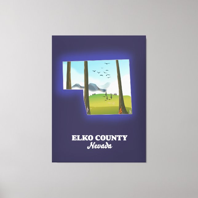 Lienzo Mapa del condado de Elko Nevada (Anverso)