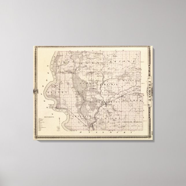 Lienzo Mapa del condado de Fremont, estado de Iowa (Anverso)
