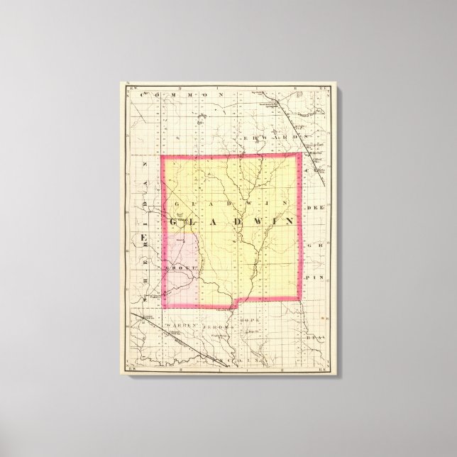 Lienzo Mapa del condado de Gladwin, Michigan (Anverso)