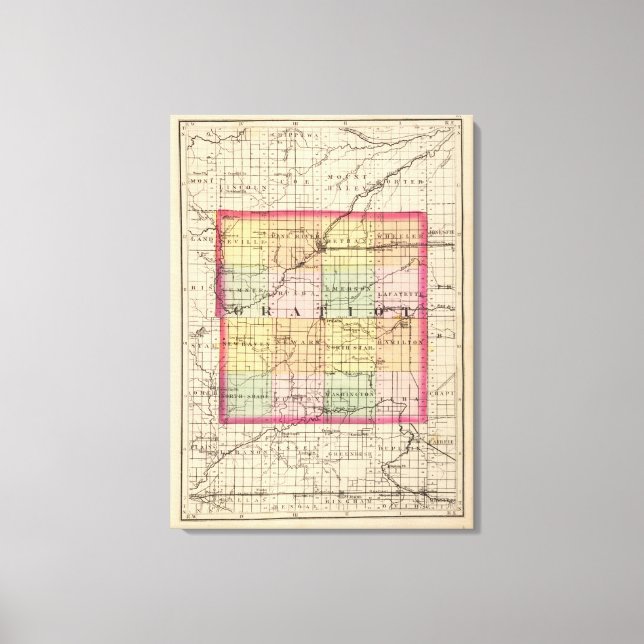 Lienzo Mapa del condado de Gratiot, Michigan (Anverso)