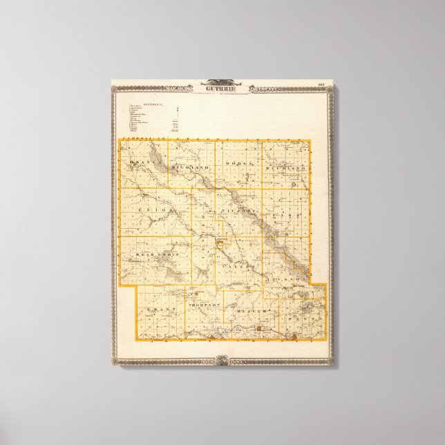 Lienzo Mapa del condado de Guthrie, estado de Iowa (Anverso)