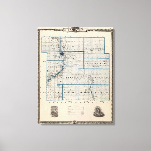 Lienzo Mapa del condado de Hamilton, estado de Iowa (Anverso)