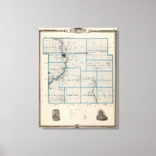 Lienzo Mapa del condado de Hamilton, estado de Iowa