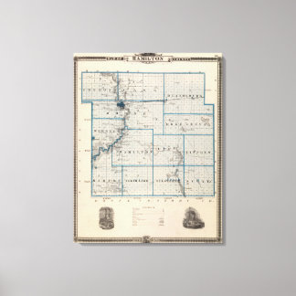 Lienzo Mapa del condado de Hamilton, estado de Iowa