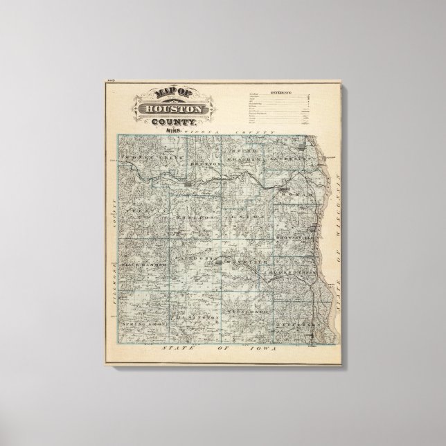 Lienzo Mapa del condado de Houston, Minnesota (Anverso)