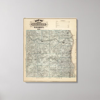 Lienzo Mapa del condado de Houston, Minnesota
